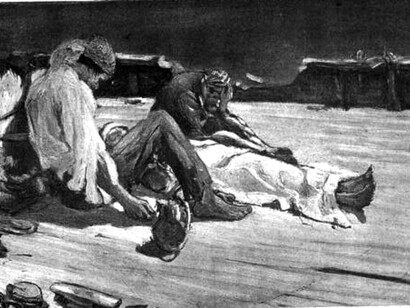 Illustrazione dal libro "Il racconto di Arthur Gordon Pym". L'equipaggio della nave