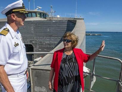 U.S. Ambassador to Timor-Leste, Kathleen M. Fitzpatrick, toured the USNS Fall River at the Port of Dili for Pacific Partnership 2019