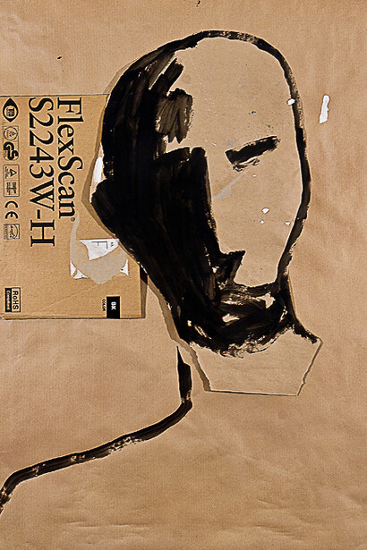 Marek Szczesny, Emigrant 2, 2010, oil on paper, 120 x 160 cm, Copyright the artist, Courtesy l’étrangère