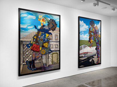 It Is What It Is, group exhibition featuring Xavier Daniels, Lynthia Edwards, Marcus Jansen, Frank Morrison, DaaPo Reo, Terron Cooper Sorrells, Phyllis Stephens, Michael Vasquez, exhibition view. Courtesy of Richard Beavers Gallery, New York