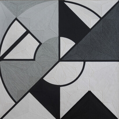 Eduardo Terrazas, Possibilities of a Structure: Cosmos 1.1.11, 1974-2015, Wool yarn on wooden board covered with Campeche wax, 47 1/4 x 47 1/4 in. / 120 x 120 cm © Eduardo Terrazas, courtesy Timothy Taylor, London