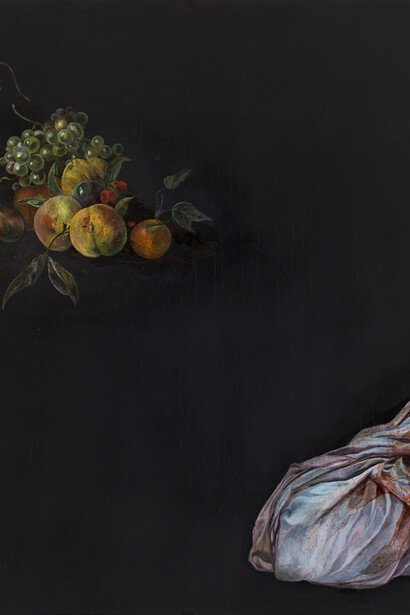 Emma Bennett, Lying in the Lull, 2015, oil on oak, 25 x 20 cm