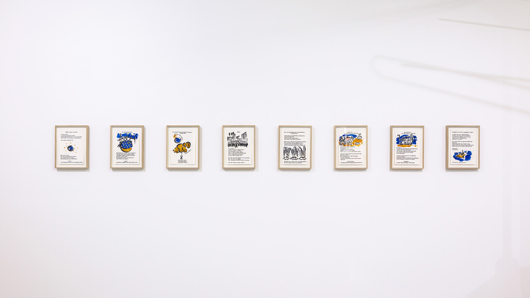 Drop City and Das Archipel: On Experimental Communities
2018
Ink on paper, set of 8 drawings
29.7 x 21 cm, framed 37 x 28 x 3 cm | 11 2/3 x 8 1/4 in, framed 14 1/2 x 11 x 1 1/4 in. Courtesy Galerie Nordenhake Berlin / Stockholm / Mexico City; Photo: Gerhard Kassner
