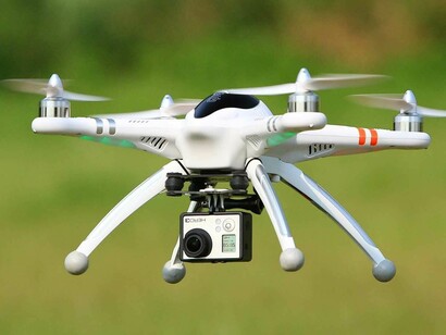 DJI Drone with the GoPro attached