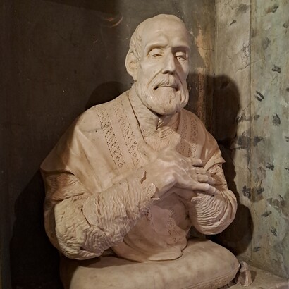 Castello Massimo, Cappella gentilizia dedicata a San Filippo Neri, busto di San Filippo Neri, Arsoli Roma, Italia, ph. Roberto Luciani