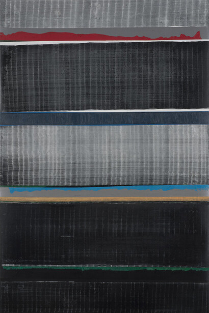 Juan Uslé, In kayak (Aral 4), 2014-2015, vinyl dispersion and dry pigment on canvas, 46 x 31 cm