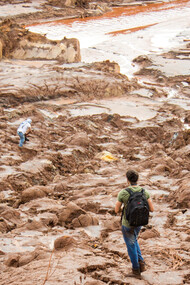 Cidade de Mariana no estado de Minas Gerais, Brasil, extremamente afetada pelo rompimento de uma barragem