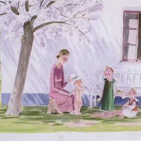 Jan Knap, Sacra famiglia, 2003, acquerello su carta, 45 x 56 cm, L'Ariete artecontemporanea, Bologna