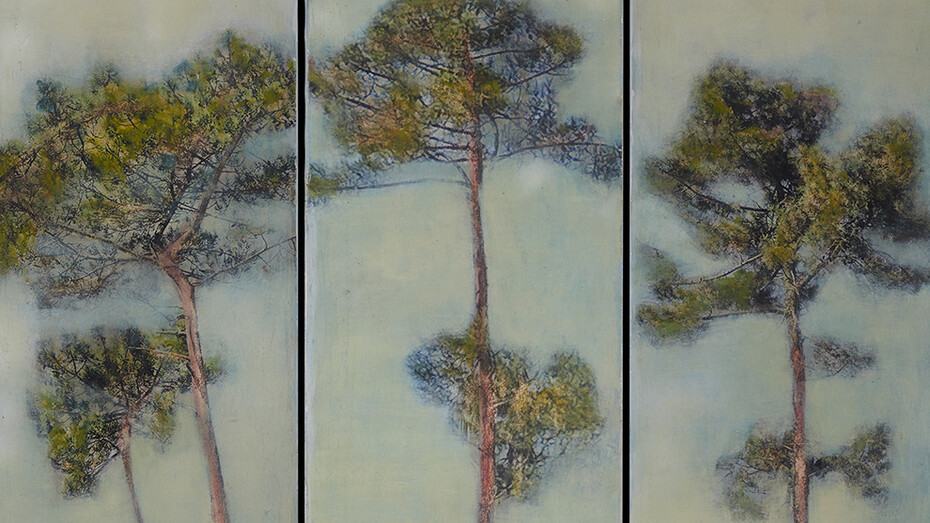 Une belle traversée (triptych), mixed media on canvas, 59" x 39¼" (150 x 100 cm)