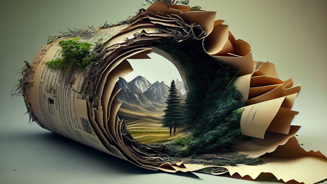 Un antiguo rollo de periódico que revela un paisaje natural: evocando la exploración del pasado y el presente en los estudios del Círculo de Filosofía de la Naturaleza