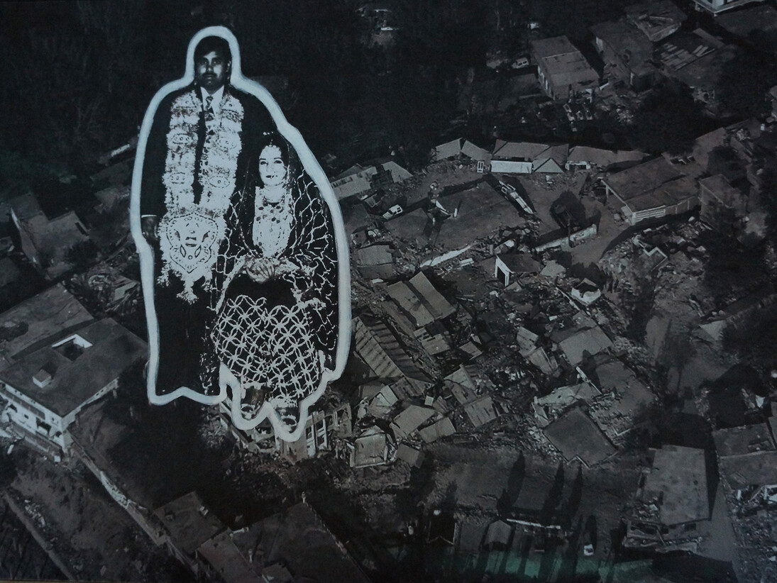 Aisha Abid Hussain, Love is a Wasted Vigil Series IV, Inkjet print collage on Wasli paper 10 x 14''