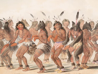 From the Rare Book Division of The New York Public Library, "The Bear Dance" (1845) offers insight into the evolution of leadership in early human communities, examining the role of primitive art and cave paintings in fostering group unity and harmony