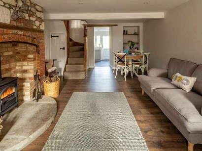 The living room area of one of the cottages at Dominey’s Yard 