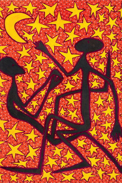 Mode Muntu, Le Calendrier lunaire, 1979, Watercolour on cardboard, 55 x 43 cm, Collection Meir Levy, Bruxelles © Mode Muntu
