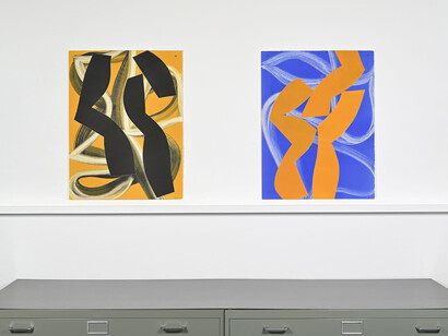 Alain Clément, Peintures et monotypes, vue d'exposition. Avec l'aimable autorisation de la Galerie Catherine Putman