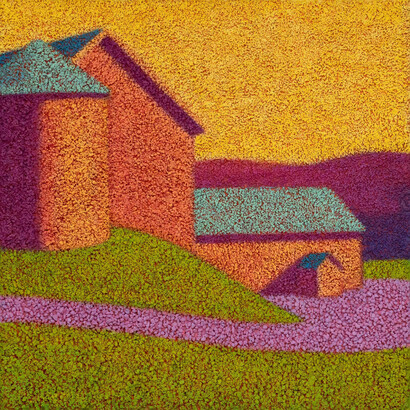 Camilla Marie Dahl, Dream Valley, pumice, perlite, acrylic and oil on canvas, 39⅜ x 39⅜ inches. Courtesy of the artist and Ross+Kramer