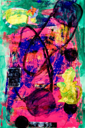 Jennifer Sullivan, Untitled (double negative purses), 2015, Gouache, ink, charcoal, house paint and collage on paper, 38 x 23 inches