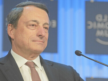 Mario Draghi, President, European Central Bank, Frankfurt is captured during the special address session at the Annual Meeting 2013 of the World Economic Forum in Davos, Switzerland