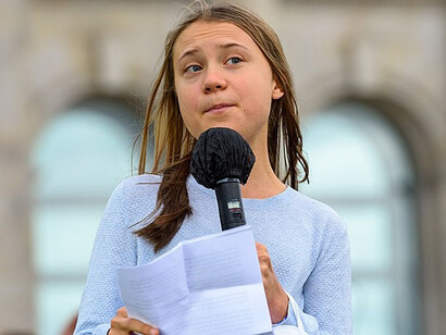 Greta Thunberg speaks during the climate strike in front of the Reichstag, Berlin, September 24, 2021