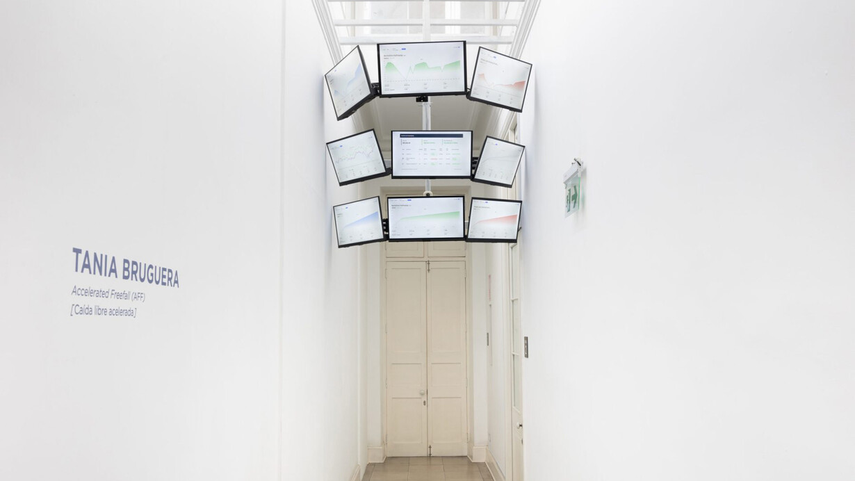 Tania Bruguera, Accelerated free fall (AFF) [Caída libre acelerada], vista de exhibición. Cortesía del proyectoamil