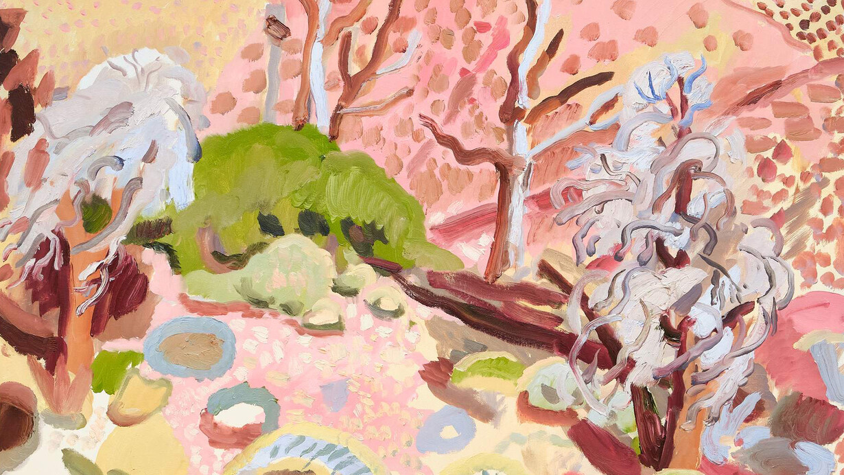 Allison Schulnik, Two dead pines and two dead eucalyptus, 2024. Courtesy of The Pit