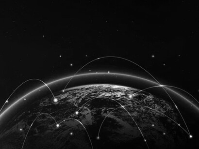 A global networking technology background showcasing vector-based digital communication and interconnected systems