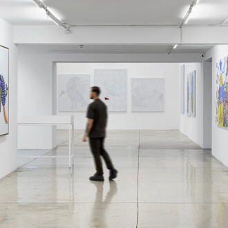 Àkùko, Eiyéle e Ekodidé – Uma revoada de Alberto Pitta, vista da exposição. Cortesia da Galeria Nara Roesler