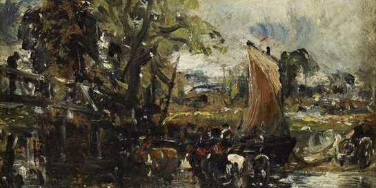 John Constable, On the Stour (Reverse: Study of Cows)