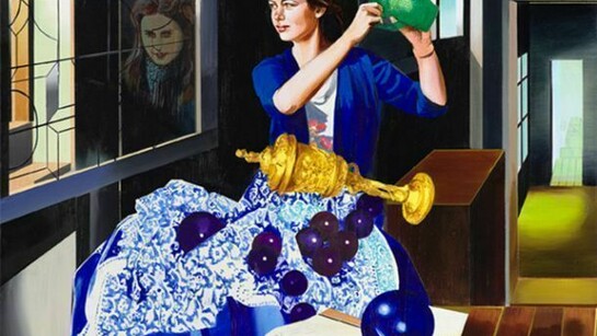 Susanne Kühn, Mädchen und grüner Krug, 2014, Acryl auf Leinwand, 170 x150 cm
