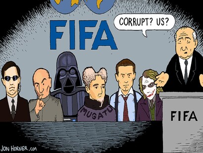 Cartoonist Jon Horner interpretation of the FIFA scandal
