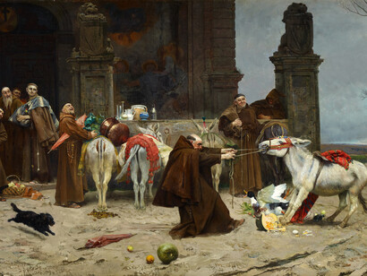 Eduardo Zamacois y Zabala. Regreso al Convento. 1868. Óleo sobre lienzo. 54,5 x 100,5 cm. Museo Carmen Thyssen Málaga