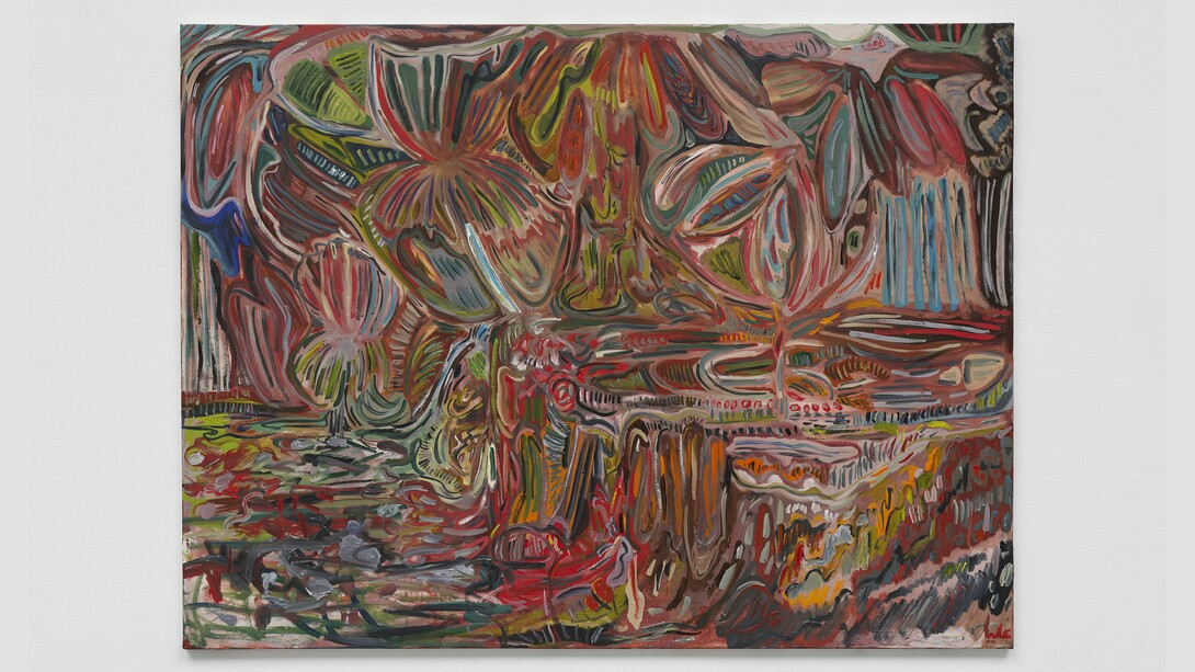 Alia Ahmad,
Ageeg/ عقيق | Agate,
2023,
Oil on canvas,
150 x 100 cm | 59 1/16 x 39 3/8 in.
© the artist. Photo © White Cube (Ollie Hammick)