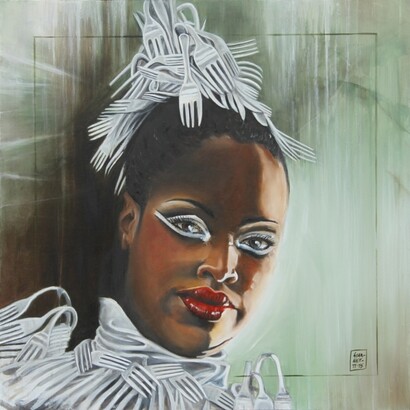 Maurizio Giarnetti, Carnaval 2, olio su tela, 60 x 60 cm