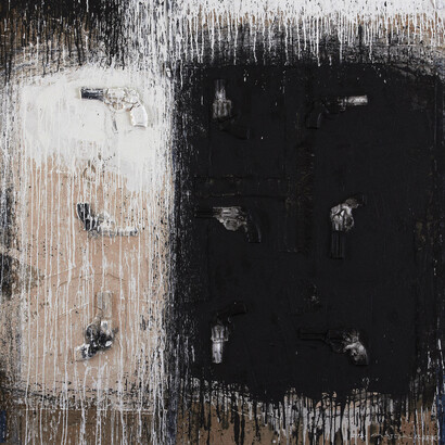 Abdul Karim Majdal Al Beik, Night & Day, 2012, Mixed media on canvas, 150 x 150 cm