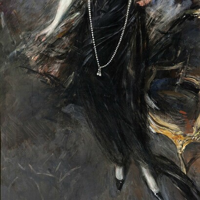 Giovanni Boldini, “Ritratto di donna Franca Florio”, 1901–1924, dettaglio. Palazzo Mazzarino, Palermo, Italia