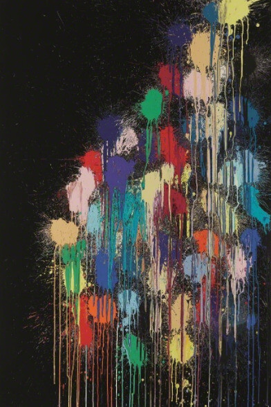 Ian Davenport, Colour Splat Slide (black), 2017. Courtesy of Alan Cristea Gallery