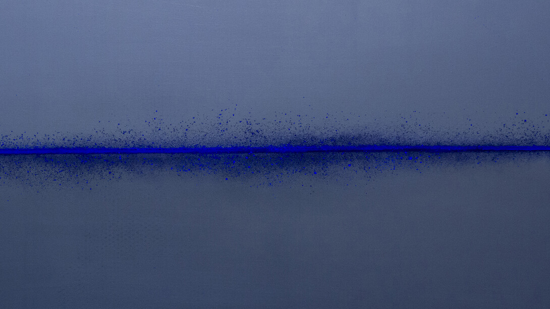 Yazid Oulab, Untitled, 2014, Pigment and oil on canvas, 162 x 114 cm, Courtesy of Selma Feriani Gallery and the artist