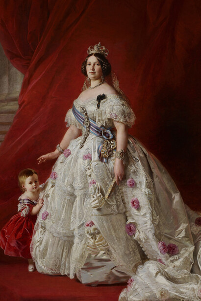 Franz Xaver Winterhalter, La reina Isabel II con la princesa de Asturias (detalle)
