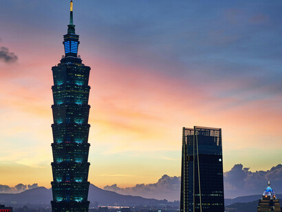 High-rise buildings during Taipei 101golden hour, Taipei, Taiwan