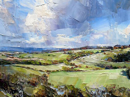 Jonathan Pocock, 'Hill fort big sky', oil on canvas £4400, 89x89cm