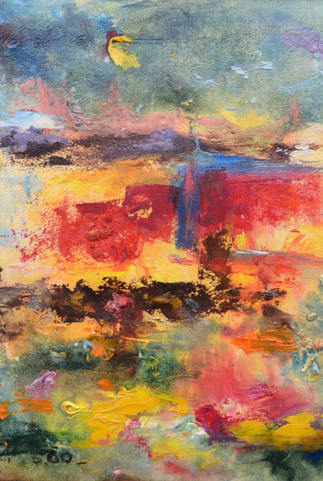 Engel-Pak, Penssées (detail), 1960, 24 x 31 cm, Huile sur carton, Courtesy Galerie Intuiti