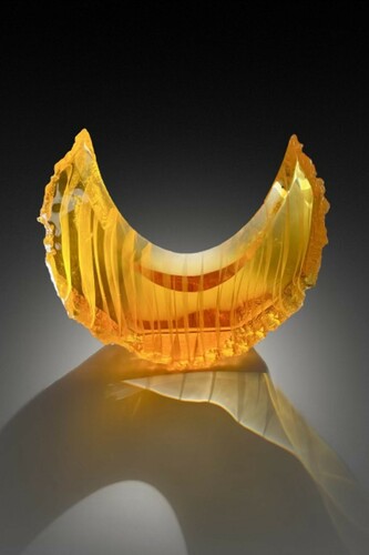Alex Gabriel Bernstein, Gold Sun Half Moon, 2023, cast and cut glass, 17x18x4 inches