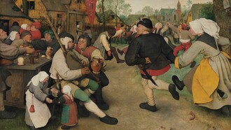 The Peasant Dance (ca. 1567) by Pieter Bruegel the Elder depicts individual drops joining hands, losing themselves in the shared, grounding flow of human connection