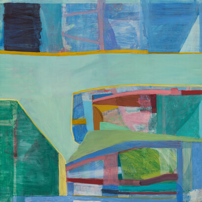 Julian Hatton, Green T, 2013, oil on canvas on panel, 24 x 24 inches