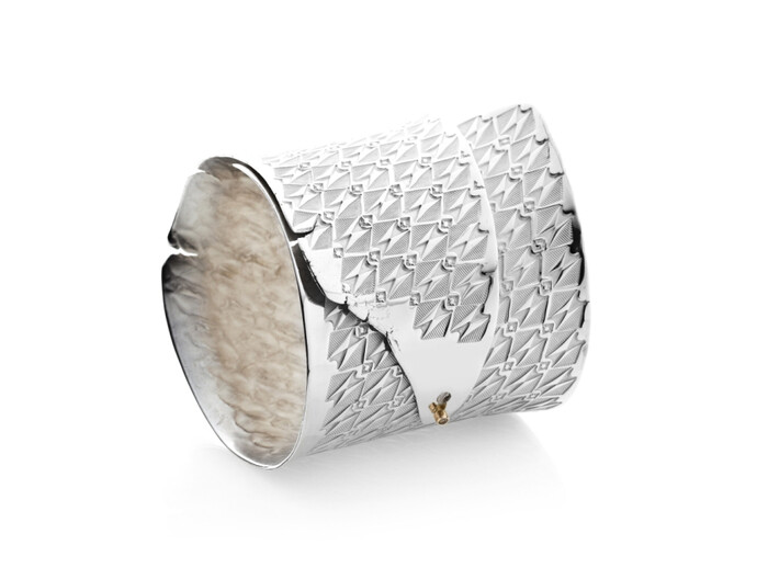 Matthieu Cheminée, Born in Paris in 1970, Bracelet, 2013, Silver, gold, champagne diamond, On loan from the artist, inv. 57.2014. Photo Anthony McClean