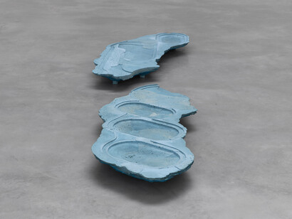Blue Food, 2021
cast pigmented concrete
9.5 x 286 x 64 cm
3 3/4 x 112 5/8 x 25 1/4 ins