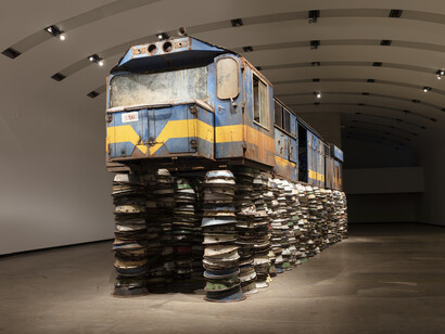 Ibrahim Mahama, Zilijifa,  ausstellungsansicht. Mit freundlicher genehmigung der Kunsthalle Wien