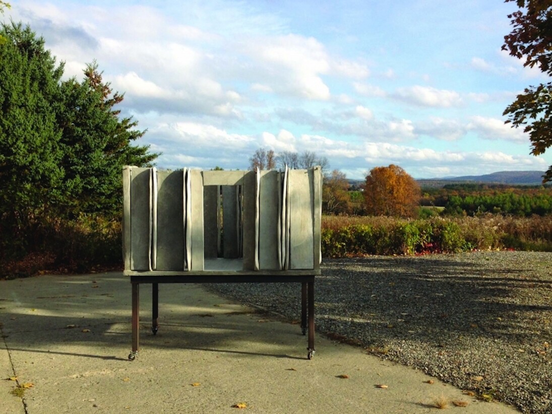 Mia Westerlund Roosen, Architectural Folly 8, 2015, Concrete and Steel, 60 x 60 x 30 inches. Courtesy of Betty Cuningham Gallery