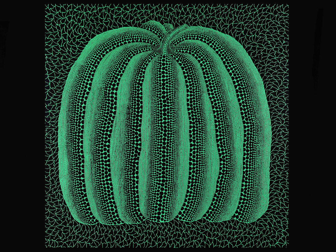 Yayoi Kusama, Pumpkin (green) 2012, Acrylique sur toile, 260 x 200 cm © Opera Gallery 