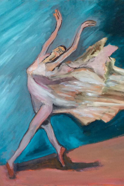 Raul Mariaca Dalence, Isidora en Extasse, Oil on Canvas, 27.5” x 27.5”, Courtesy of Agora Gallery